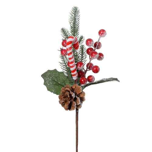 Zápich čečinka, šiška, čer.šípky, lízatko, zasnež. 29cm - Umelé kvety