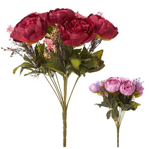 Kytica pivonka fialová/bordová zeleň mix/2f 38cm