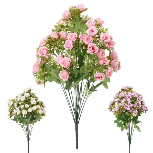 Kytica ružičky šípové, zeleň mix/3f 55cm - Umelé kvety
