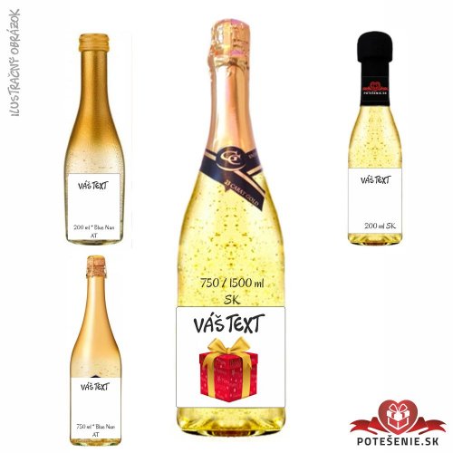 Šumivé víno so zlatom k Vianociam - červený balíček