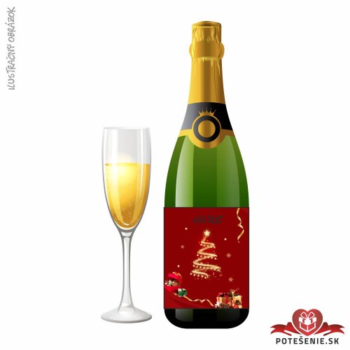 Šumivé víno so zlatom k Vianociam - Vianočný stromček s darčekmi
