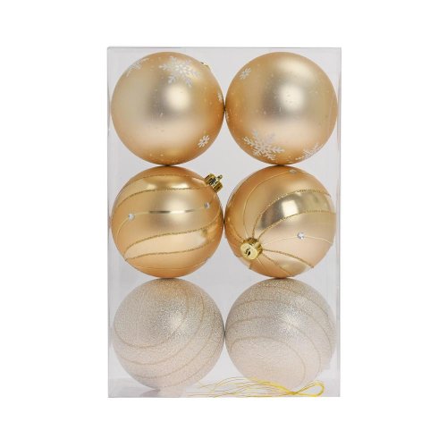 Gule plast. bl. zlaté ornament mix s/6 10cm - Vianočné dekorácie a ozdoby