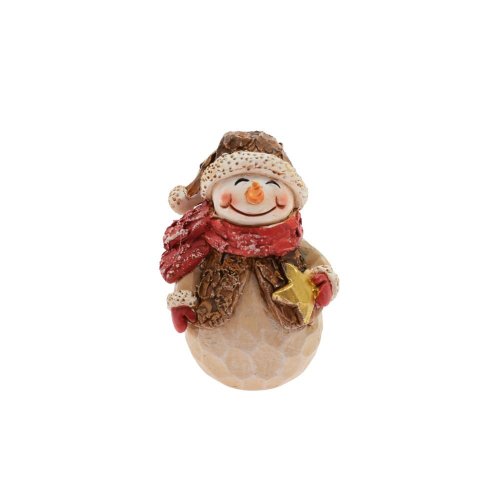 Snehuliak s hviezdou béž/čer poly 3,5*3*5,5cm - Vianočné dekorácie a ozdoby