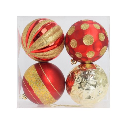 Gule plast. čer/zla lesk/mat ornament s/4 12cm