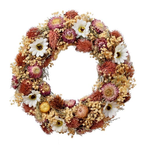 Veniec prírodný slamienky krém/ ruž. 32cm