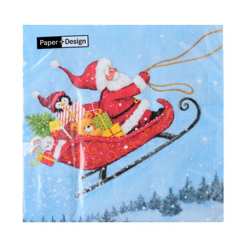 203432 servítky 33x33cm sleigh ride - Vianočné dekorácie