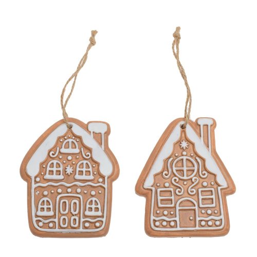 Záves perníkové chalúpky hne/bie s/2 poly 11,3*9*0,8cm - Vianočné dekorácie a ozdoby