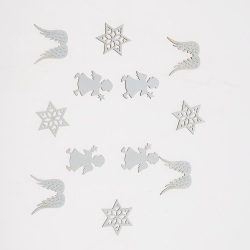Drevené ozdoby biele mix/3 s/12 3,5*0,3*3,5cm
