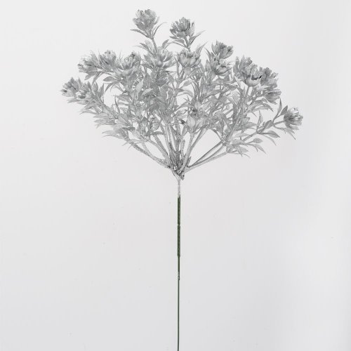 Zápich kvietky drobné strieborné 24cm - Umelé kvety