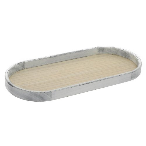 Tácka ovál bielo/béž drevo 54,5*2,5,5*3,8cm