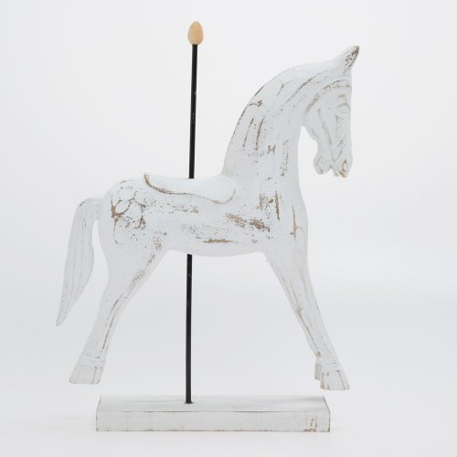 Koník bie/nat drevo 28*7*37cm - Vianočné dekorácie