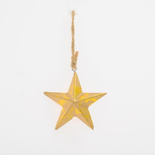 Záves hviezda zlatá drevo 7,3*7,3*2,7cm