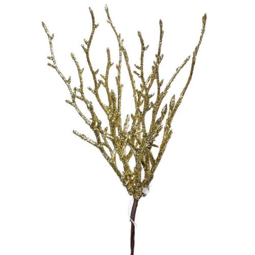 Zápich gliter zlatý 22cm - Umelé kvety