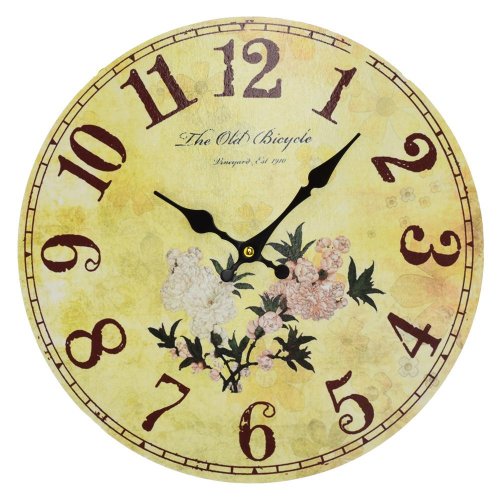 Hodiny nástenné mdf dia 34cm kvety