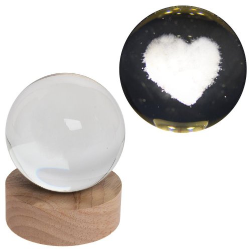 Led guľa sklo na drev.podstavci s podsvietením srdce 8*10cm - Umelé kvety