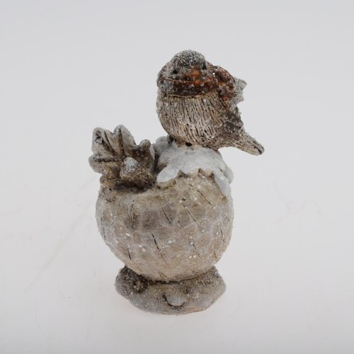 Vtáčik na jablku bie/hne poly 6*5*9cm