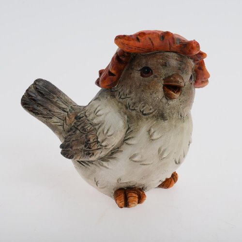 Vtáčik s listom ora/bie poly 11*8*12,5cm - Jesenné dekorácie
