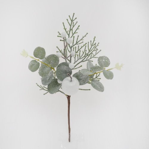 Zápich tuja, eucalypt, bie. jablko, bobule, glit. 27cm - Umelé kvety