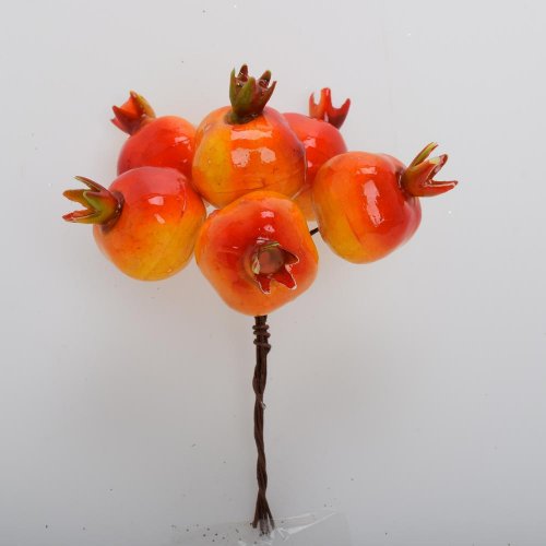 Zápich granátové jablko žlt/oranžové s/6 13cm - Jesenné dekorácie