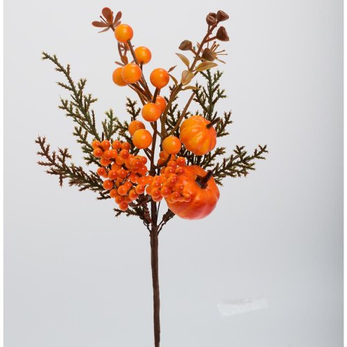 Zápich tekvica, bobulky, zeleň or/zel 26cm - Jesenné dekorácie