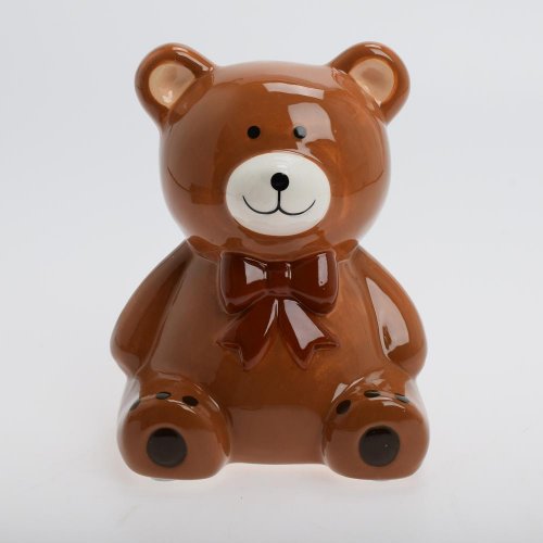 Medveď sediaci hne/čer dolom. 13,7*13,5*17cm - Vianočné dekorácie