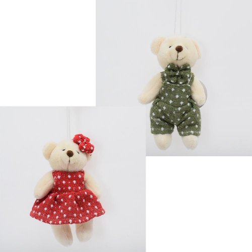 Medveď so srdcom mix/f textil 10cm - Vianočné dekorácie