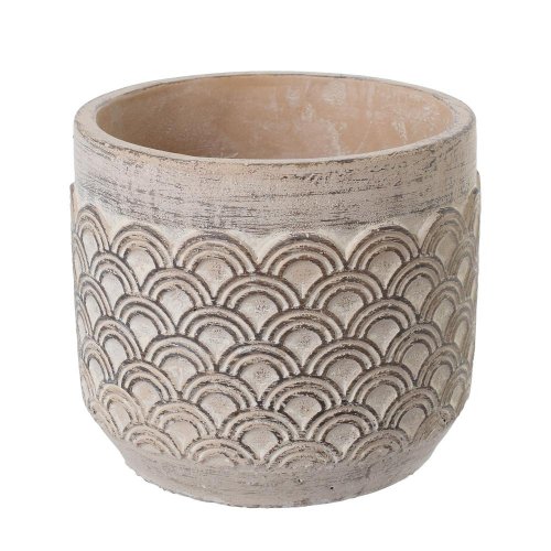 Obal cement antique lt. brown d14.5*h12.5cm