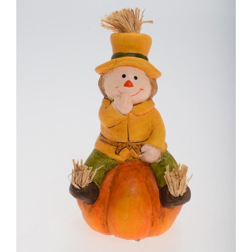 Strašiak na tekvici zel/žlt/ora 9*9*17cm - Jesenné dekorácie