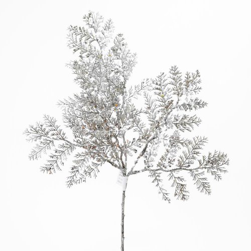 Vetvička cypruštek strieborný glitter 40cm - Umelé kvety