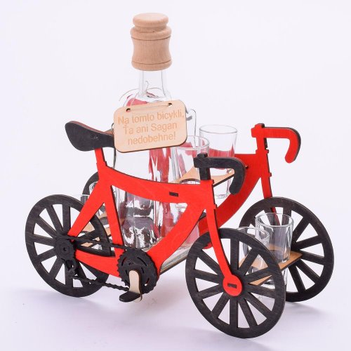 706 bicykel/poháre drevo+sklo 33x30x11cm