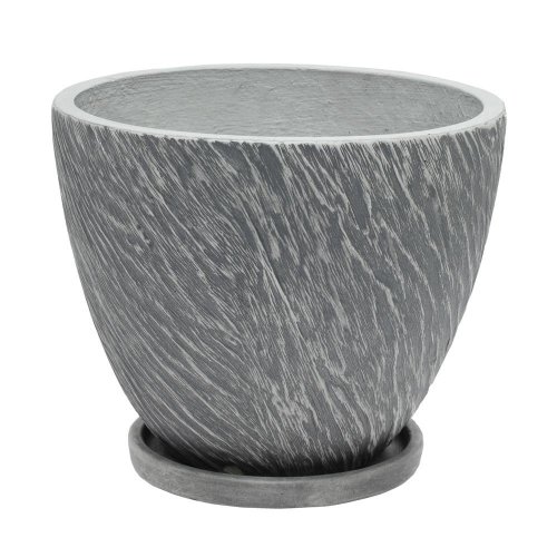 J34 kvetináč + miska nova tm.čierny 44xh36cm l