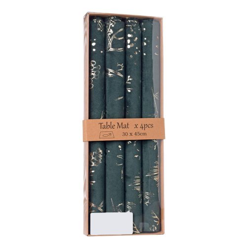 Vian. prestieranie vz. kvety tm.zel/šam.zla zam/textil s/4 30*45cm - Vianočné dekorácie