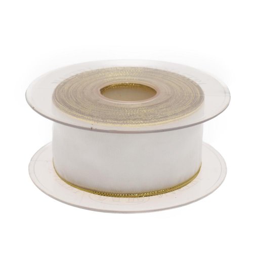 Stuha biela zlatý lem 4cm/20m 3348g 04