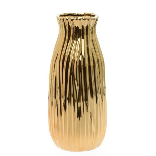 Váza keramika 12x12x28cm zlatá
