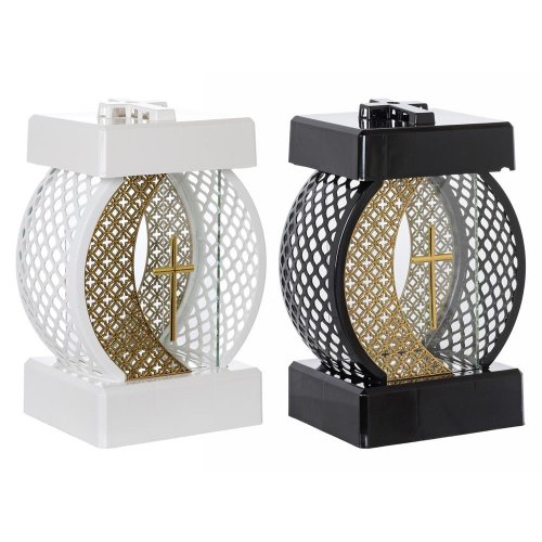 Lampion glamour kruhový ažur s krížom /bez náplne/ 28x15x20cm