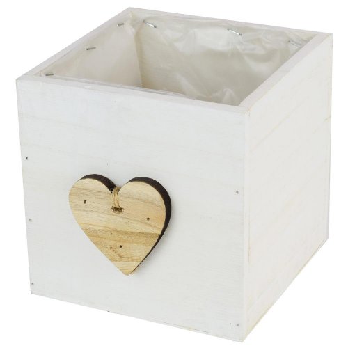 Obal drevo srdce biela 15x15 cm