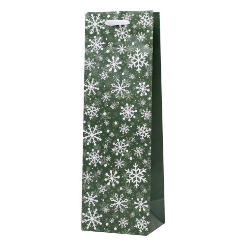 Taška papierová coloful snowflakes fľaša 12 × 37 × 10