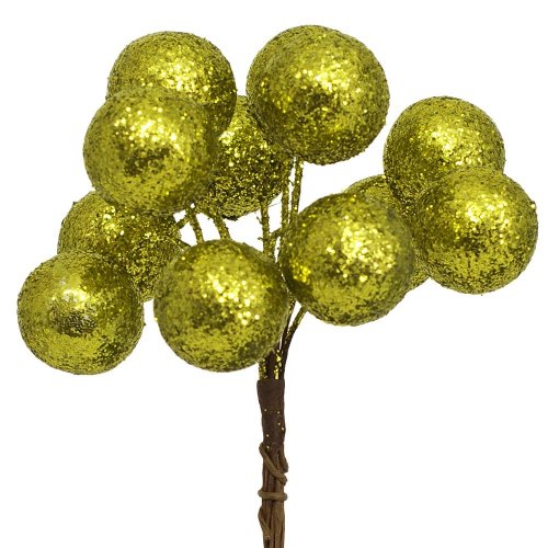 25fl0556 guľky 2cm glitr. zelené s/12 - Vianočné dekorácie a ozdoby