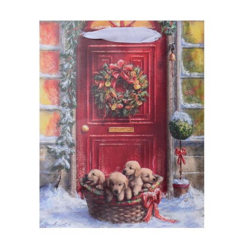 Agb2017503 taška v25x20x10cm basket with puppies - Vianočné dekorácie