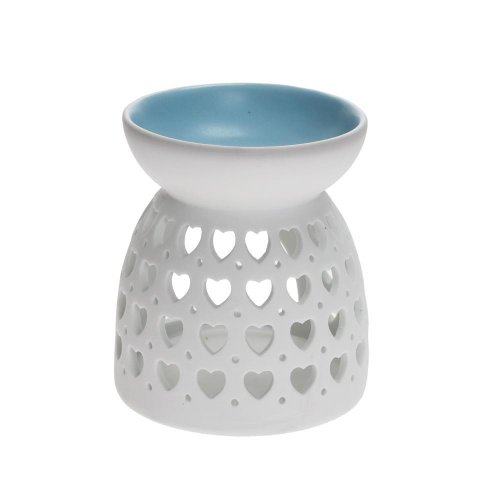Aromalampa výrez srdiečka porcelán 8,5x10cm biela