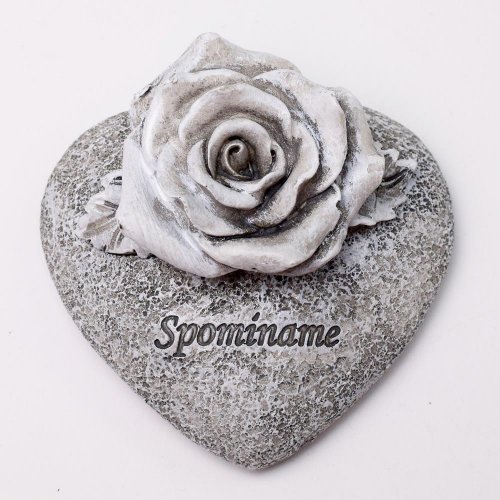 Srdce s kvetom 10x9,5x5,5cm polyres