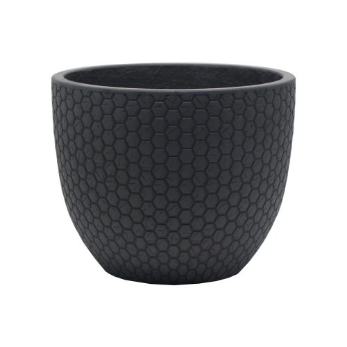 J108 kvetináč+miska okrúhly mila čierna 37x30,3cm l