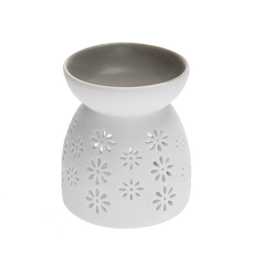 Aromalampa výrez kvet porcelán 8,5x10cm biela