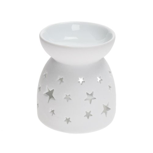 Aromalampa výrez hviezdy porcelán 8,5x10cm biela