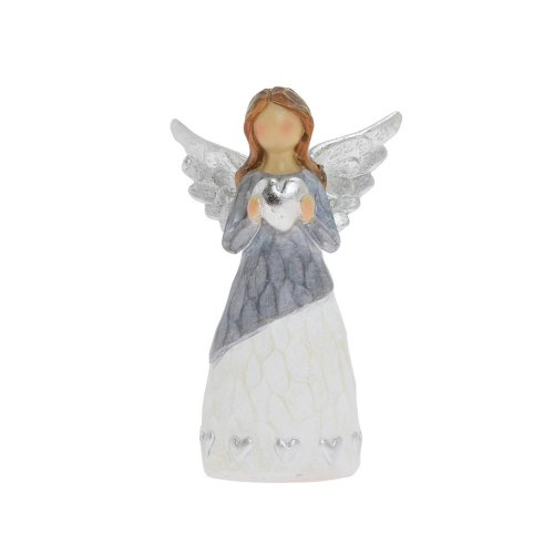 Anjel so srdcom siv/bie/str poly 7,8*4*12,5cm - Vianočné osvetlenie