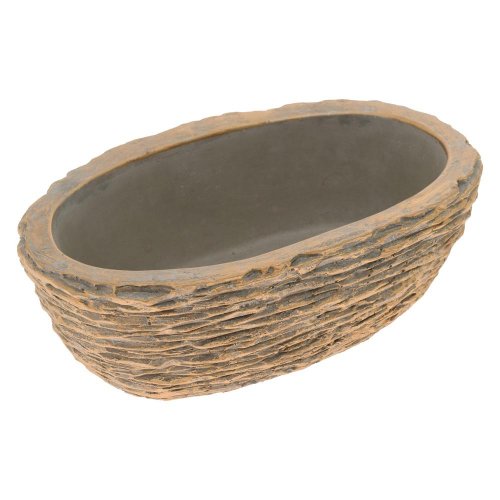 Obal ovál cement bledo-sivo-zlatý 20cm