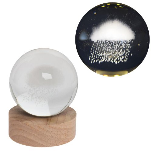 Led guľa sklo na drev.podstavci s podsvietením dážď 8*10cm - Vianočné dekorácie a ozdoby
