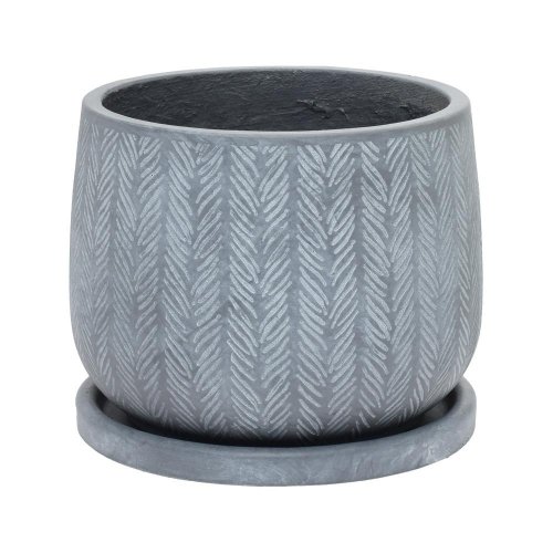 J43 kvetináč + miska ivy čierna 44,5xh36cm xl