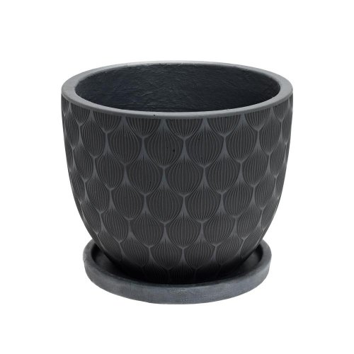 J116 kvetináč + miska okrúhly jill čierna 44h36cm xl