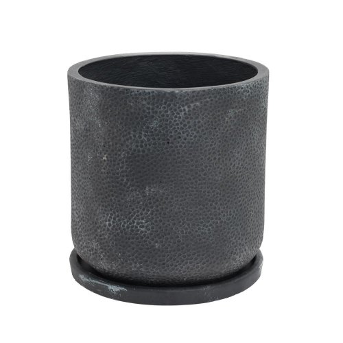 J147 kvetináč + miska belle antik čierna 24x25cm xs